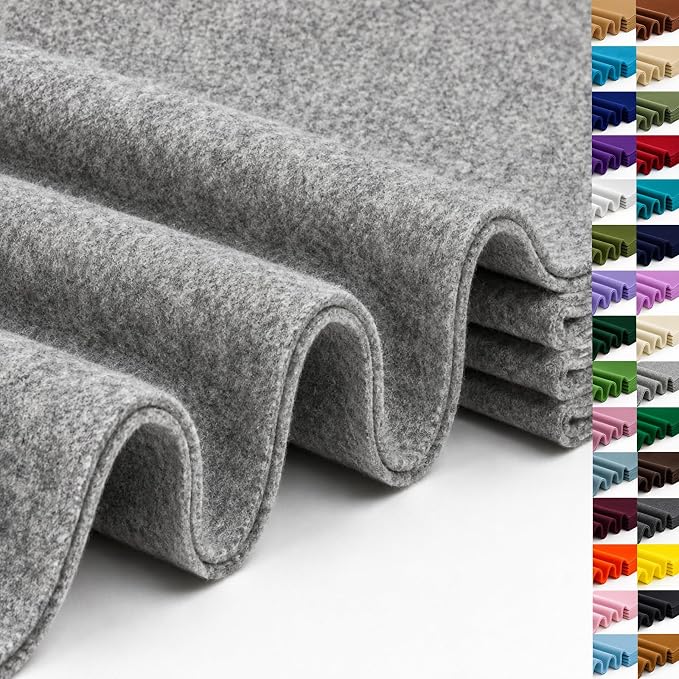 Gray Large Felt Fabric 36" x 36", 1.4 mm Soft Felt Sheet, Nonwoven Fabric