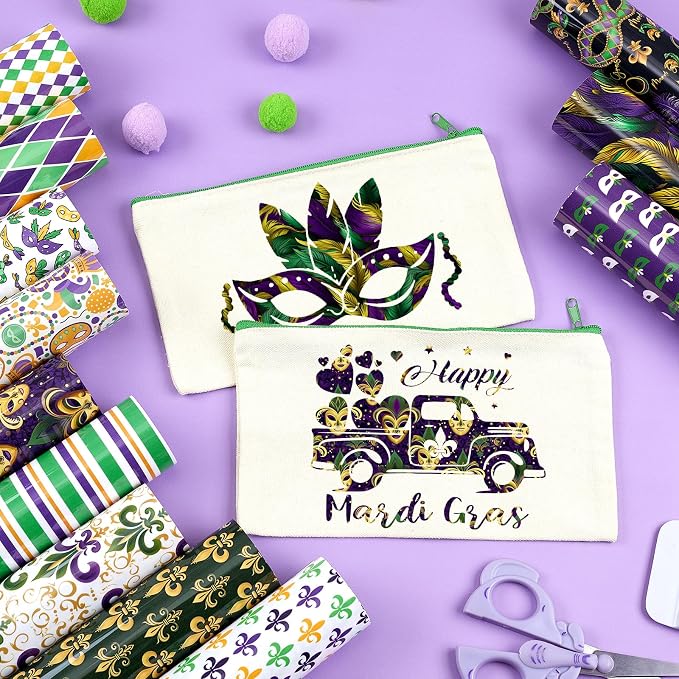 HTVSTD Mardi Gras Heat Transfer Vinyl 10Sheet 12×10in Iron on Vinyl |