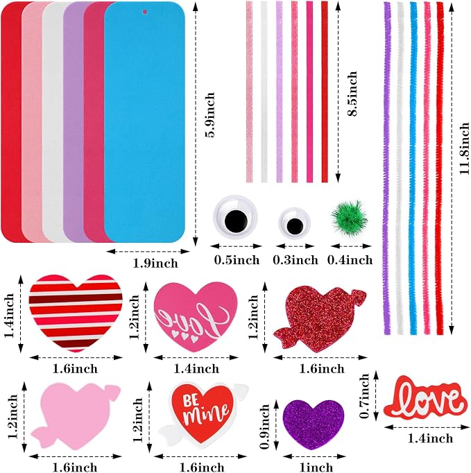 JULBEAR 36 Packs Valentine Foam DIY Bookmarks Craft Kit