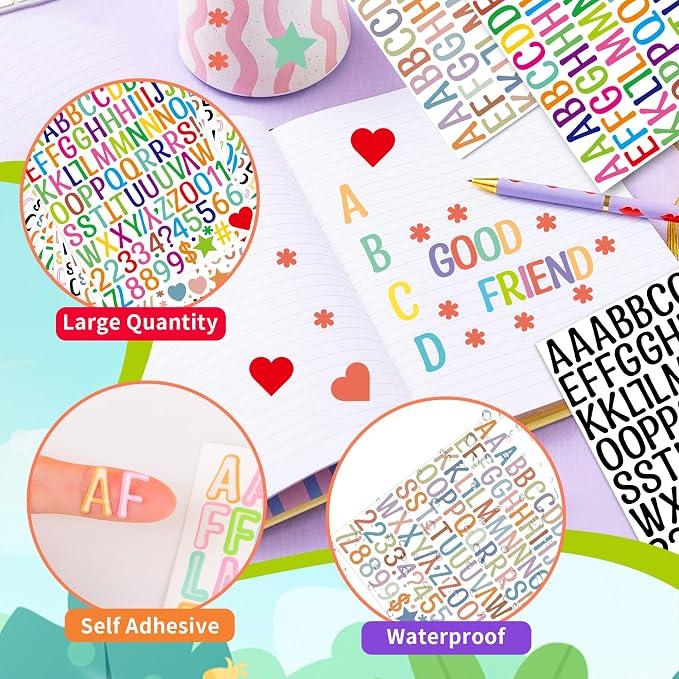 Letter Stickers 1 inch, Self-Adhesive Vinyl Waterproof ABC Letter Stickers