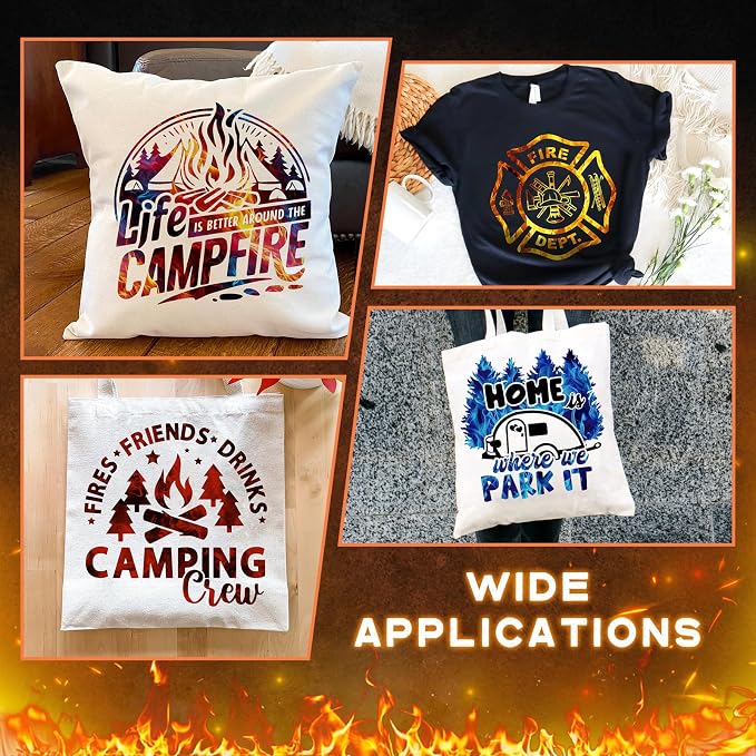 Tintnut Multicolored Flame Heat Transfer Vinyl, stretch washable, heat press &