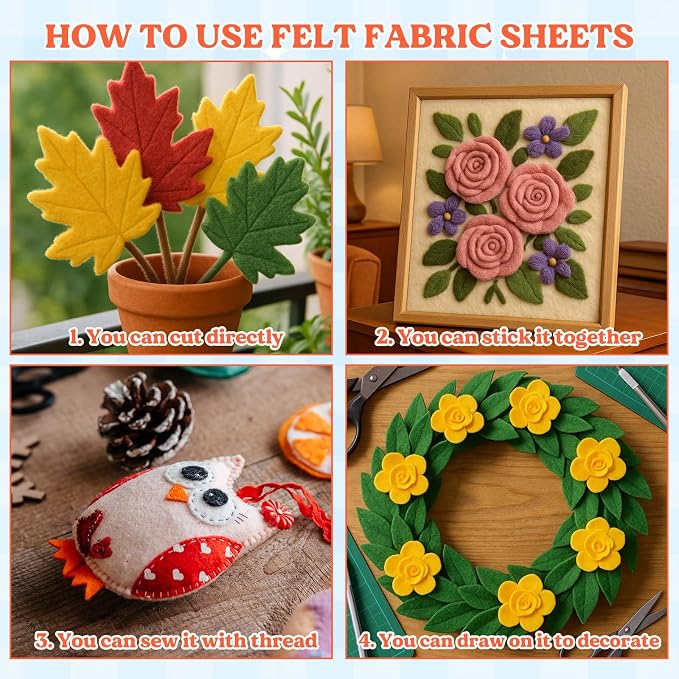 60pcs 15" × 12" 2mm Thick Soft Felt Fabric Sheet 60 Assorted Dark Series Colors