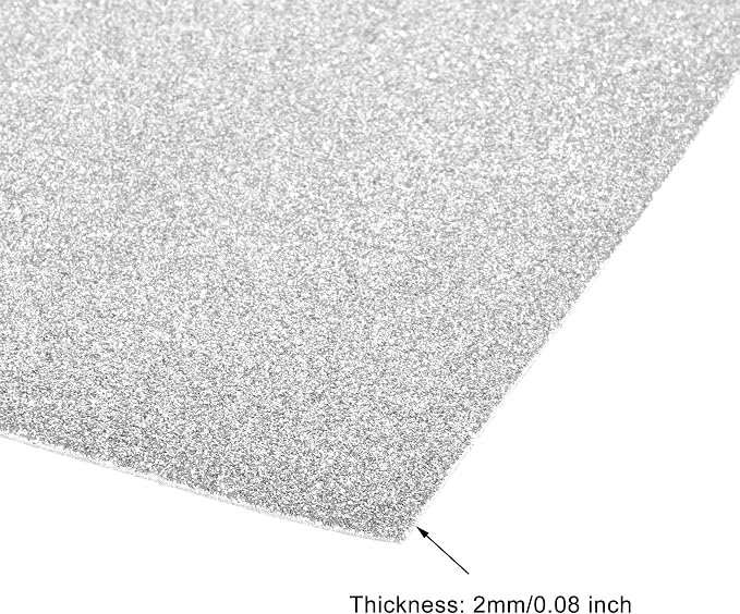 uxcell Silver Tone Shiny EVA Foam Sheets 11 x 8 Inch 2mm Thick