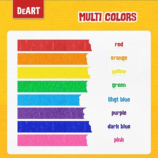 DEART 8X Colored Masking Tape, 33 Ft x 1 inch Colored Painters Tape