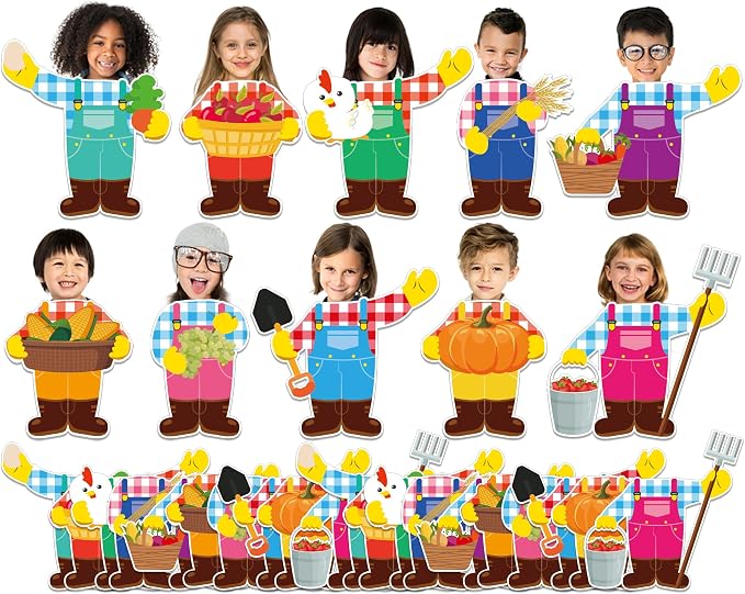 160Pcs Farm Animal Farmer Cutouts Back to School Bulletin Board Decoration Set