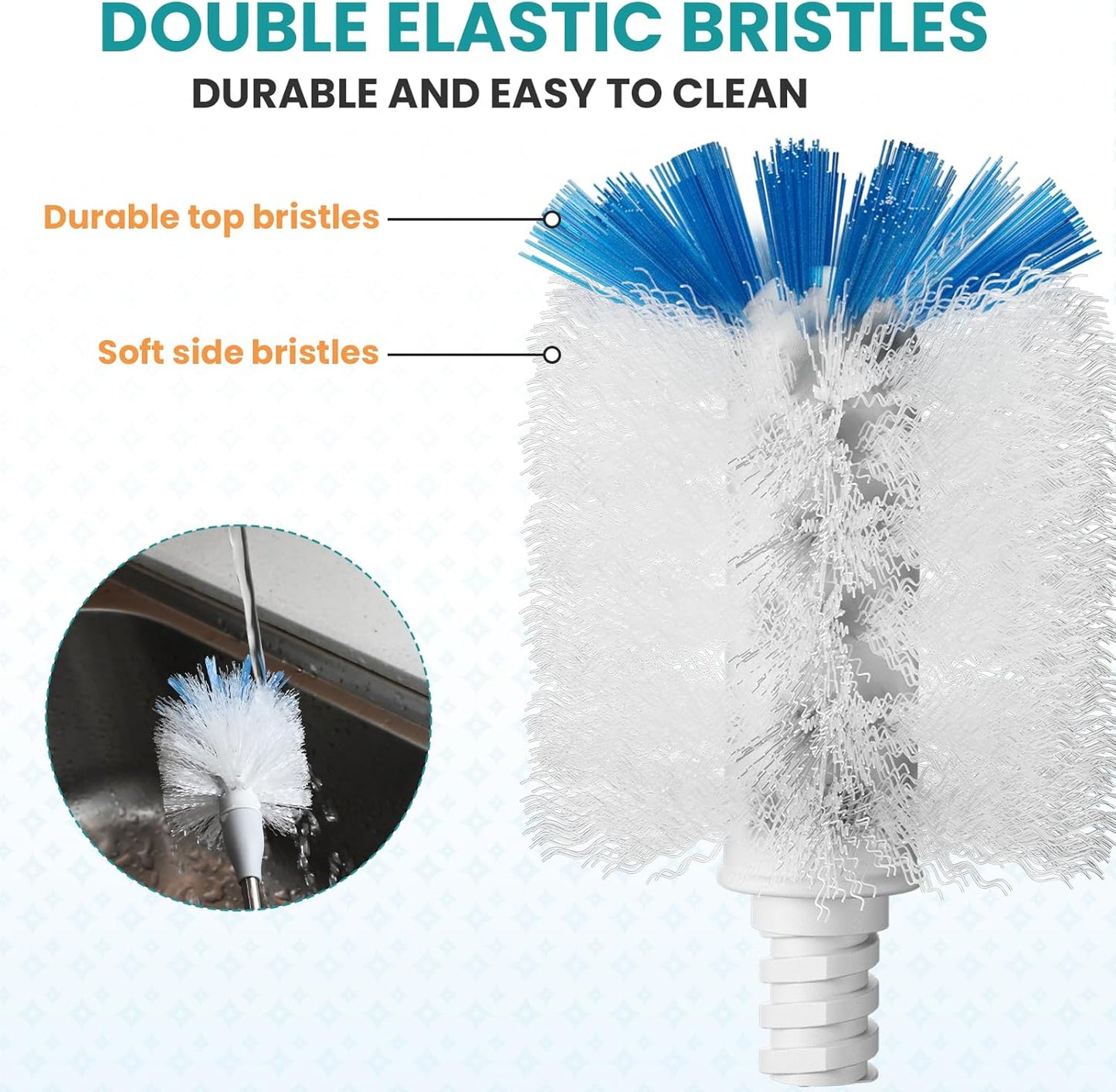 Bottle Brush Refills for OXO Stainless Steel Bottle Brush Only, 4 Pack Bottle Brush Replacement Head for Clean Water Bottle, Baby Bottle, Glasswares, Mugs