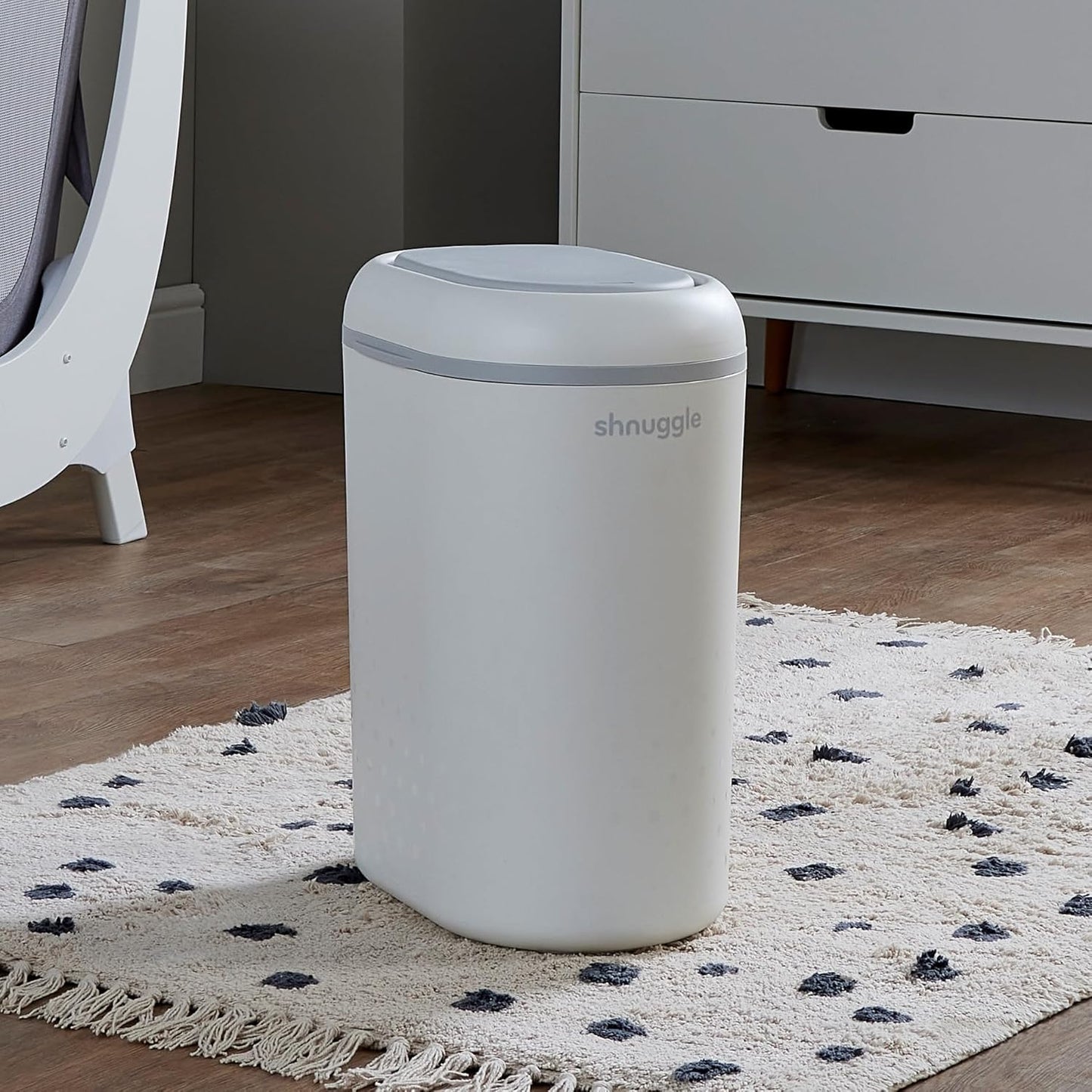 Eco-Touch Baby Nappy Diaper Bin - Odor Lock Airlock, No Costly Refills, 10L Capacity, Recyclable, Use Any Bag - White Nursery Diaper Pail