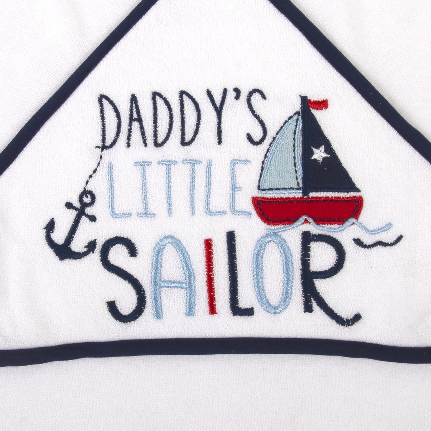 Baby Hooded Bath Towel and Washcloth Set for Infants, Boys and Girls 6-12 Months (Daddy's Sailor)
