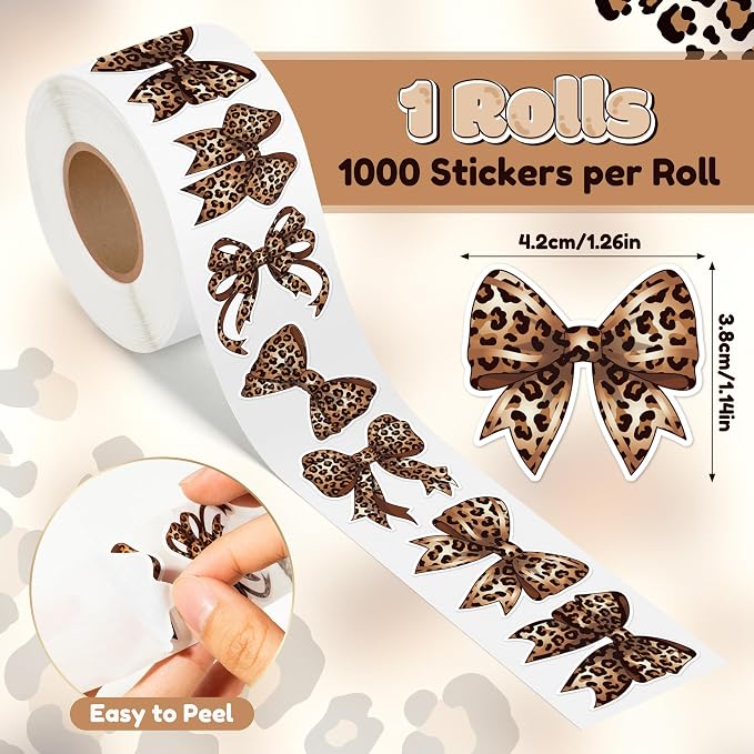 Trendy Cheetah Bow Stickers