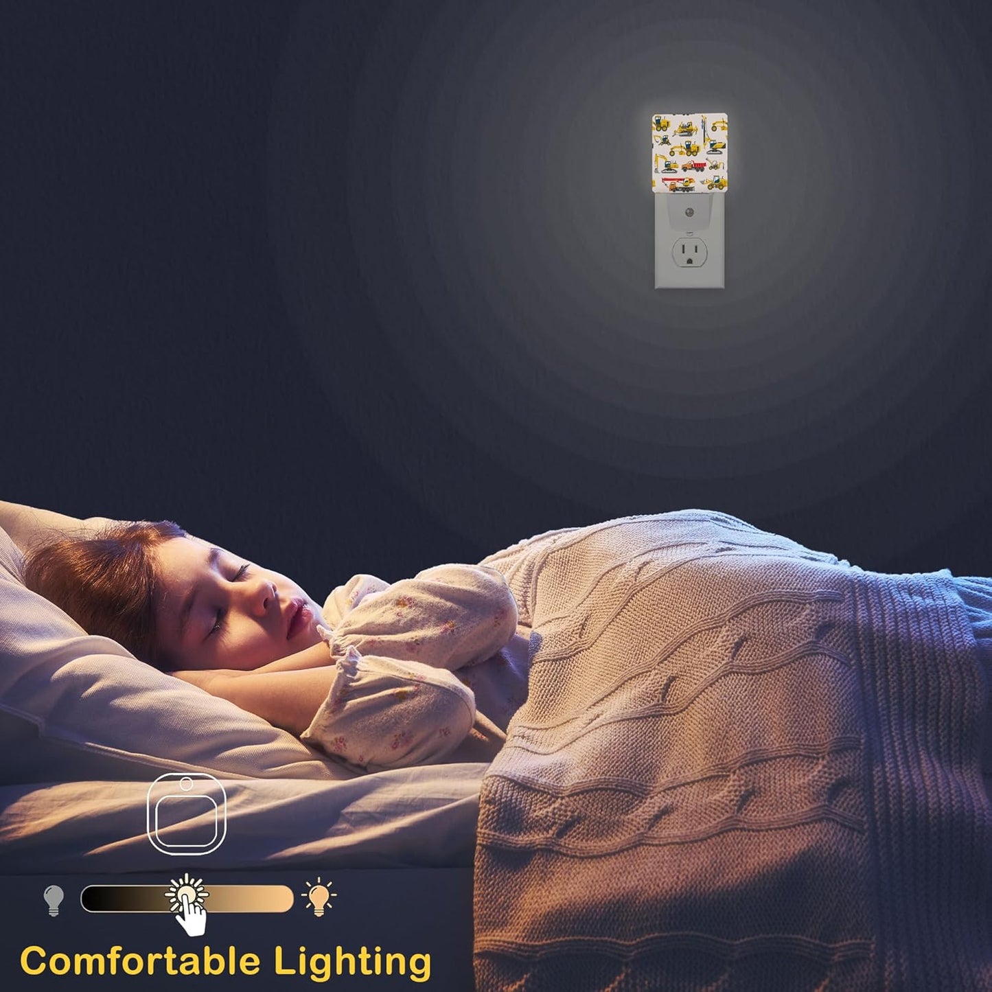 Tractor Night Light, Construction Machines Night Lights Plug Into Wall with Dusk to Dawn Sensor Wall Lamp, Nightlights for Bedroom, Bathroom, Hallway, Kitchen, Gifts Ideal for Girls Women