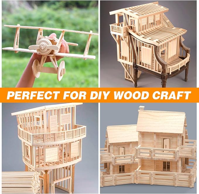 180Pcs Balsa Wood Sticks, Hardwood Square Dowels Unfinished Wooden Strip | 1/8