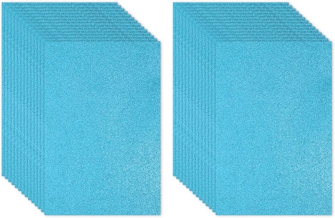 PATIKIL 30Sheets Blue EVA Glitter Foam Sheet 11.8 x 7.9 Inch 2mm Thick Sparkle