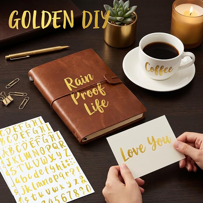 Outus 576 Pcs 8 Sheets Letters Stickers Vinyl Alphabet Number Decals Back to