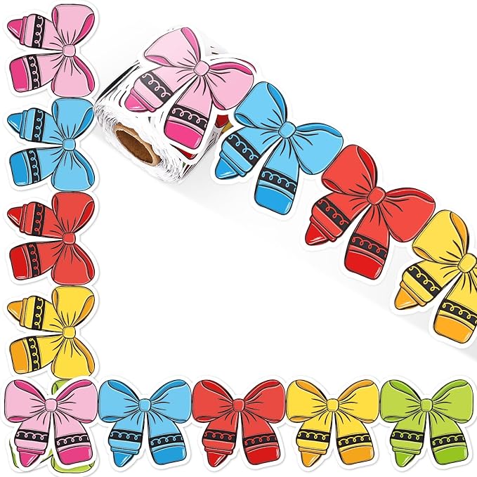 FYSUIMU 65.6 Ft Crayon Bow Bulletin Board Border Colorful Crayon Coquette