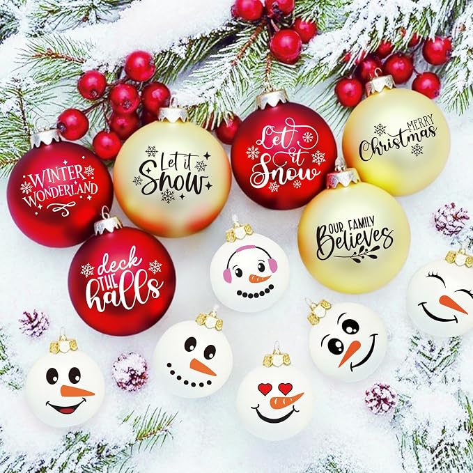80pcs Snowman Face Stickers for Crafts Christmas Word Sticker Xmas Winter