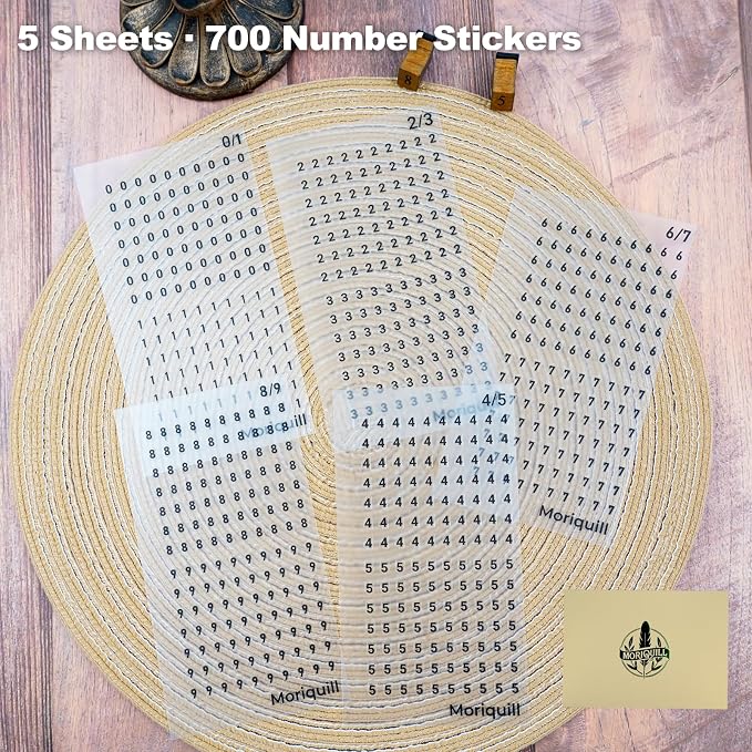 700 Pcs Tiny Number PET Stickers, 4 mm Black Digits 0-9 | 5 sheets of pre-cut