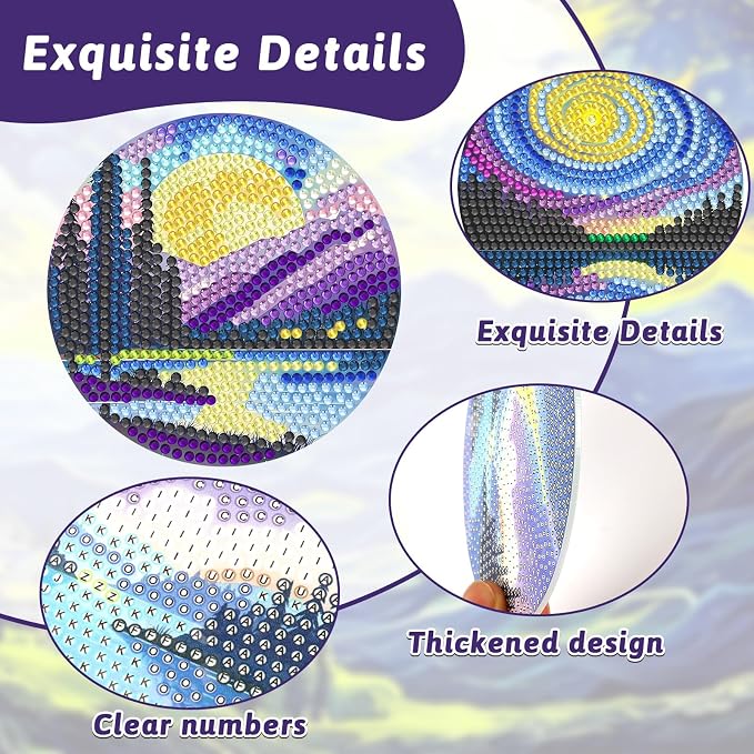 UPINS 8 Pcs Diamond Art Painting Coasters