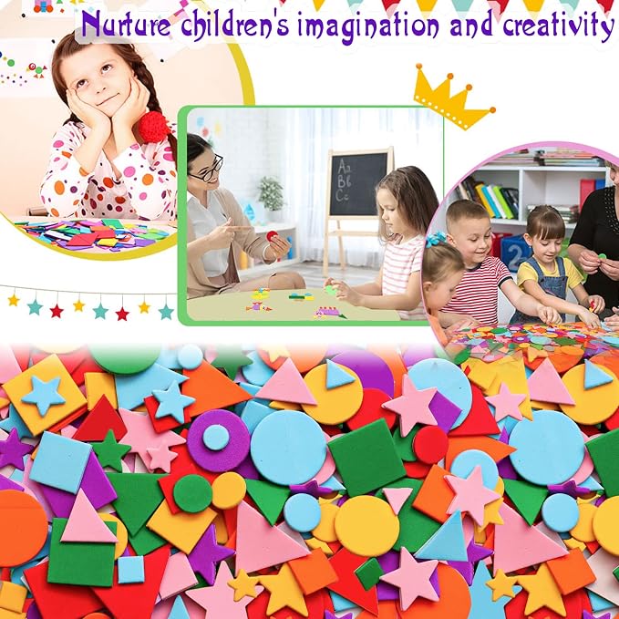 Gushu 1500Pcs Foam Stickers Foam Shapes Stickers