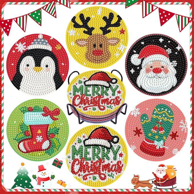 DOZEEZOP 6-Pack Diamond Art Coaster Kit