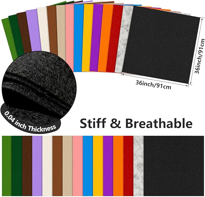 Felt Fabric 36'' X 36'' Large Felt Sheets Stiff Craft Felt by The Yard