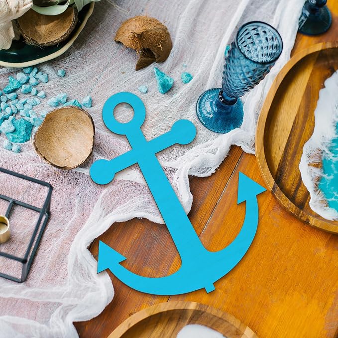 24 Pack 12 Inch Blank Anchor Cutout Unfinished Wood Anchor Slices Wooden
