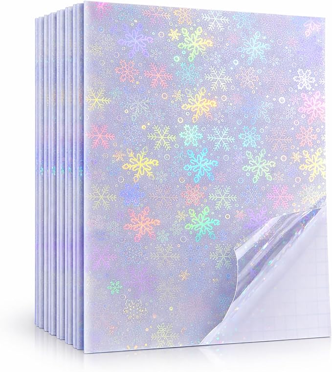 Bleidruck 25 Sheets Snowflake Holographic Clear Sticker Laminate Paper | A4