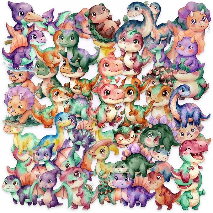 50 PCS Dinosaur Stickers for Scrapbooking Journaling Junk Journal Scrapbook