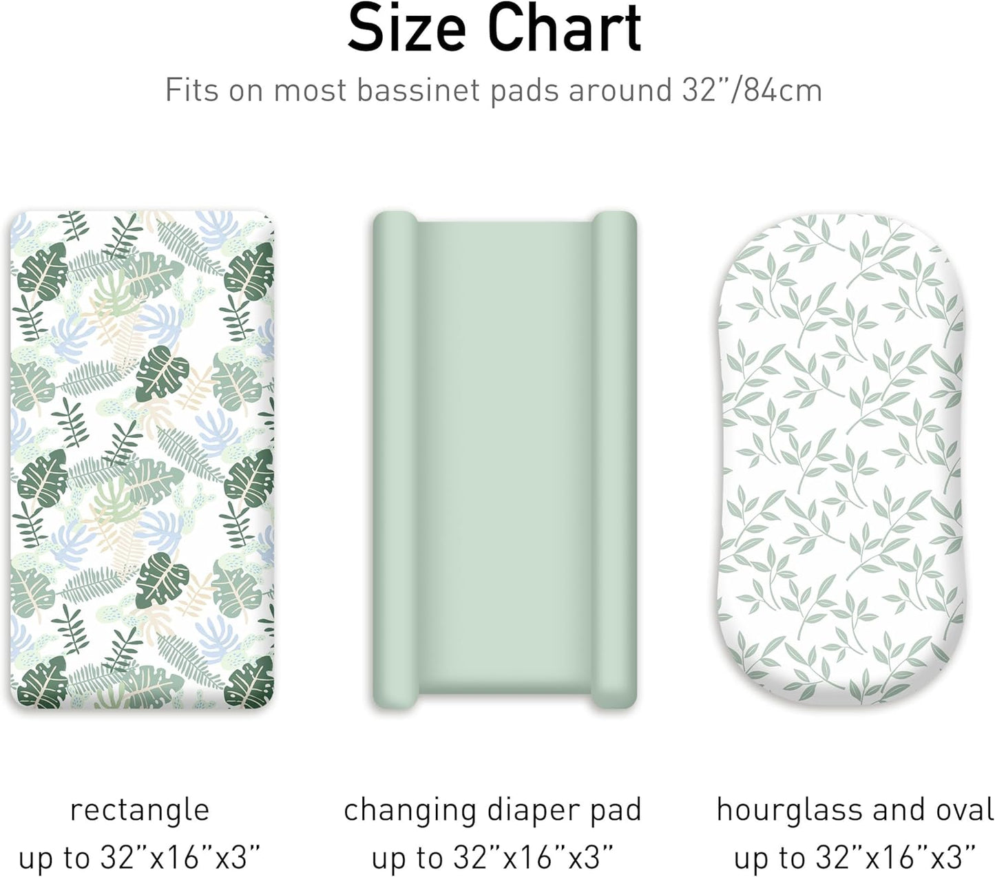 Baby Bassinet Sheets 3 Pack, Fitted Mattress Sheets for Boys & Girls, Ultra Soft Breathable, Universal Compatible with Halo Bassinest Swivel Sleeper(Sage Green, 32x16 Inch)