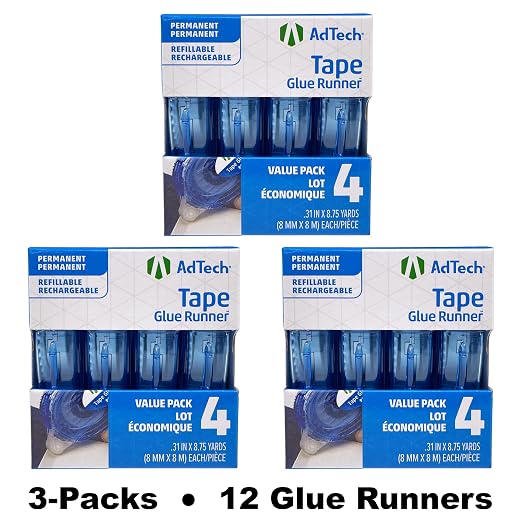AdTech Permanent Glue Runner, 35 Yards | Strong, Double-Sided Adhesive