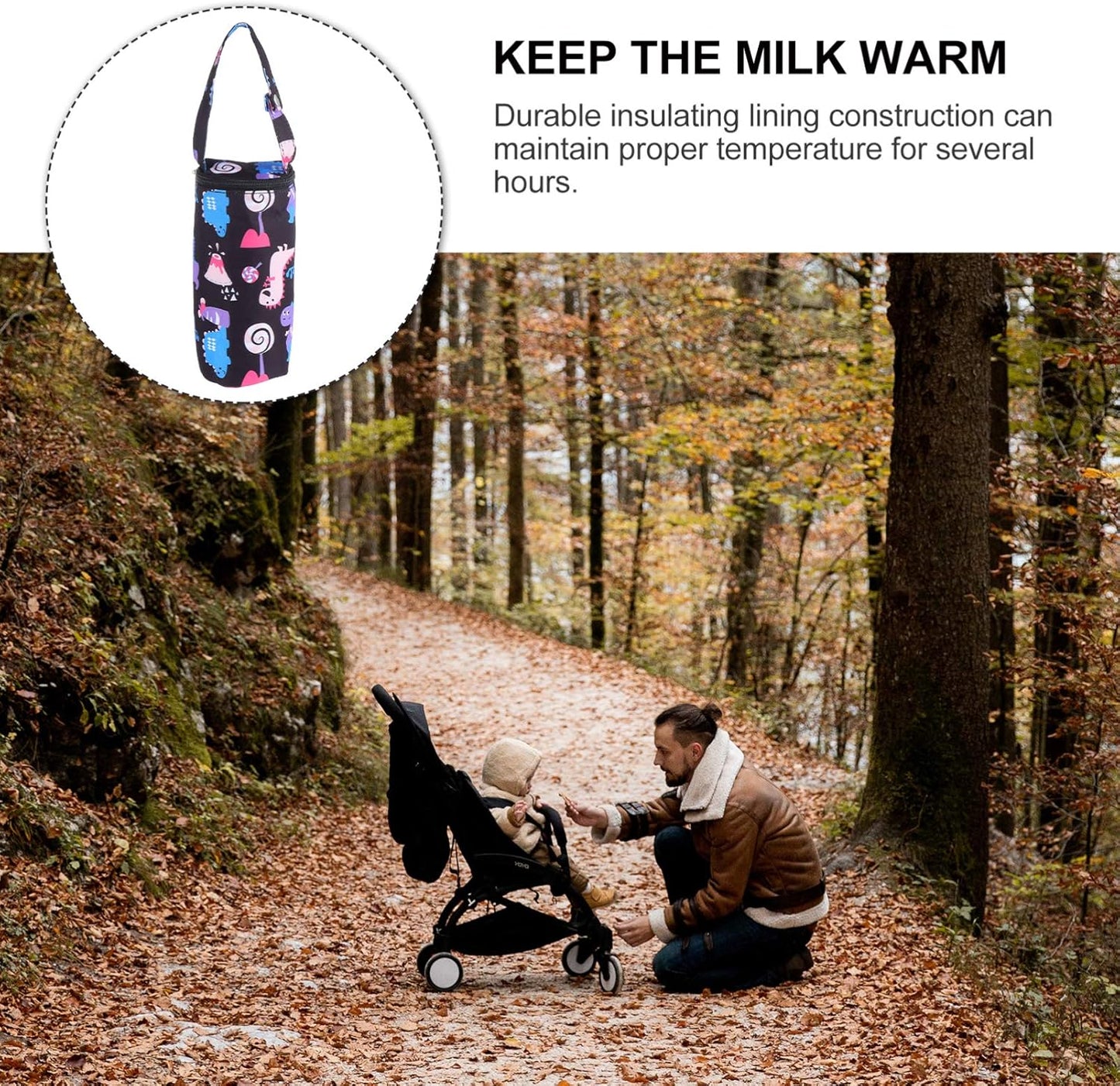 Kisangel Insulated Milk Bottle Carrier - Baby Water Bottle Strap Bag for Travel and Outdoor Use - Keep Warm Carrying Sleeve Pouch 20X12X1cm