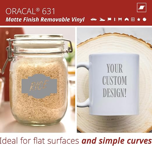ORACAL 631 Matte Grey Vinyl Durable Roll Easy to Weed Permanent Adhesive Craft