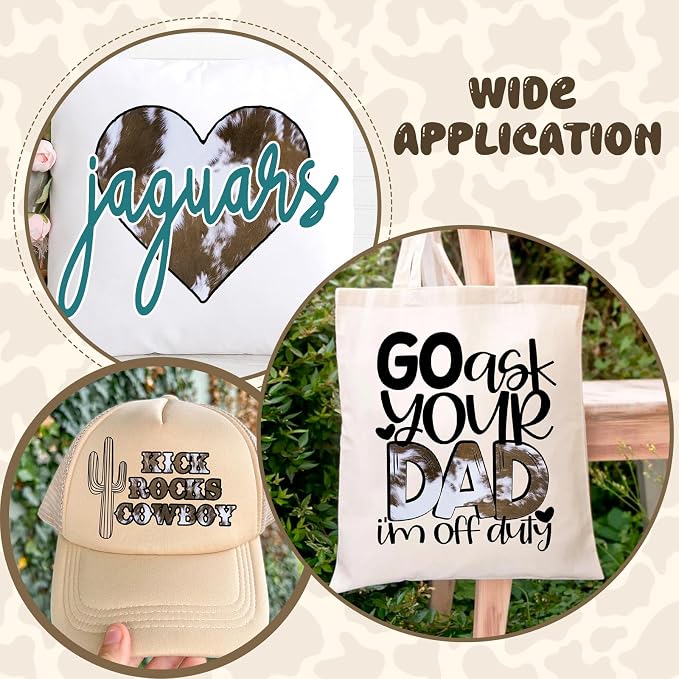Tintnut White Cowhide Heat Transfer Vinyl, easy cut & weed, stretch washable