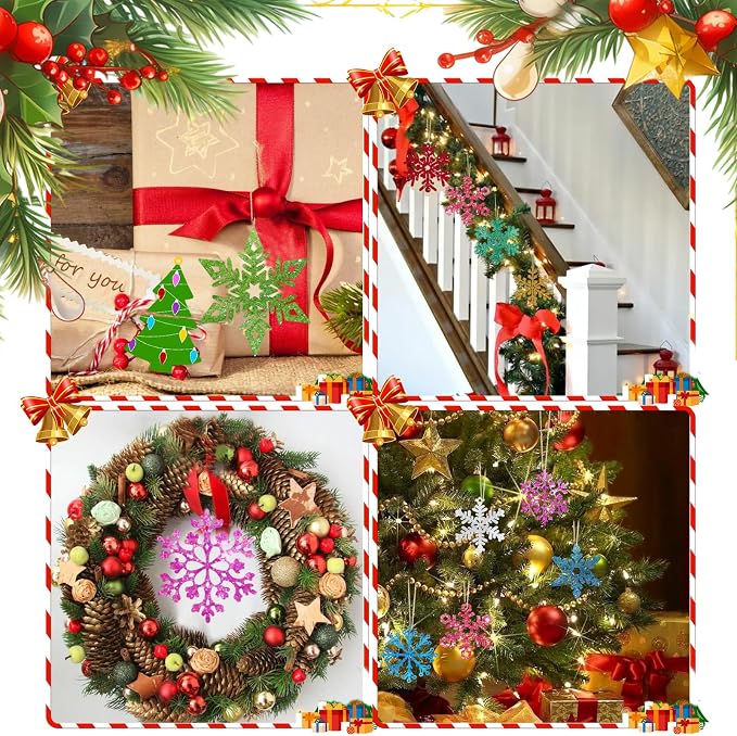 40Pcs Unfinished Paintable Blank Wooden Christmas Snowflake Festival Decoration