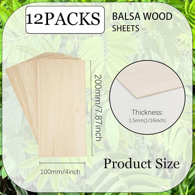 Balsa Wood Sheets 1/16" Thick