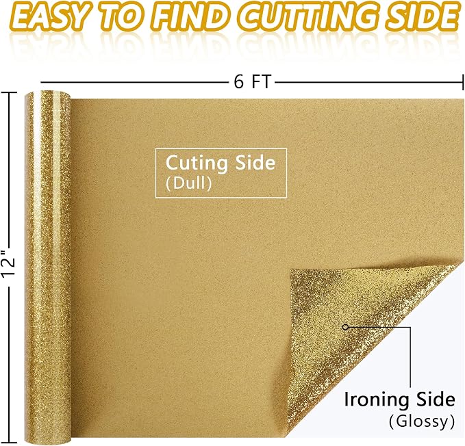 TORC Gold Glitter HTV Gold Heat Transfer Vinyl HTV Rolls