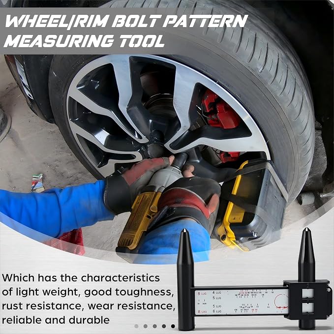 Kingdder 2 Pcs Wheel Stud Rim Bolt Pattern Measuring Tool PCD Ruler Wheel PCD
