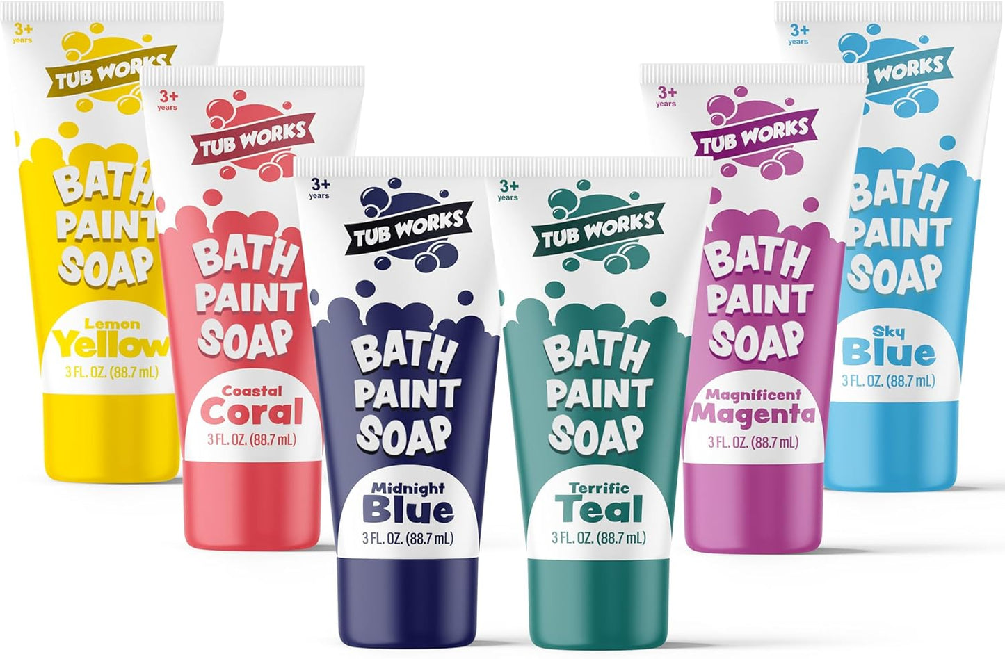 Tub Works® Bath Paint Soap Bath Toy, Fun Colors 6 Pack | Non-Toxic | Washable Bathtub Paint for Finger Painting on Tub Walls | Ideal Toddler Bath Toys for Creative Play | Easy to Clean, Fun Paint Soap