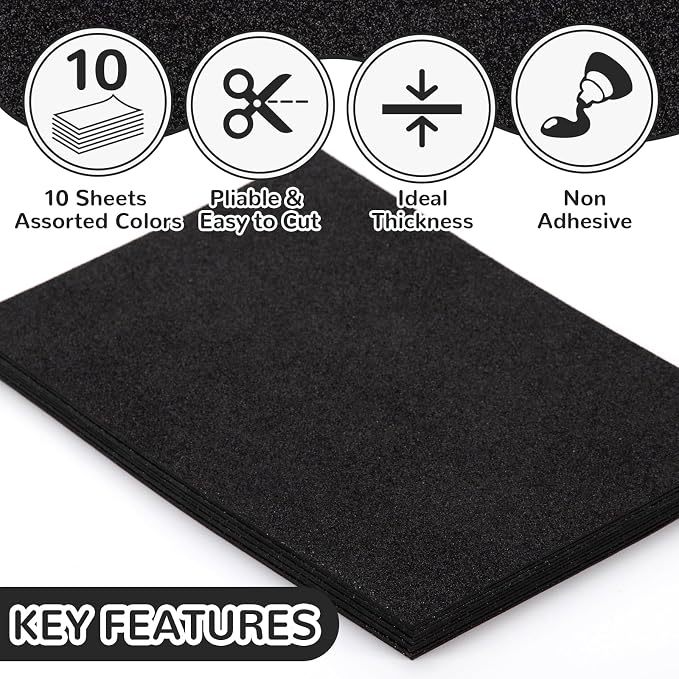 10 Pack Glitter Foam Sheets Craft 8 x 12 inch | Sparkles Foam Paper