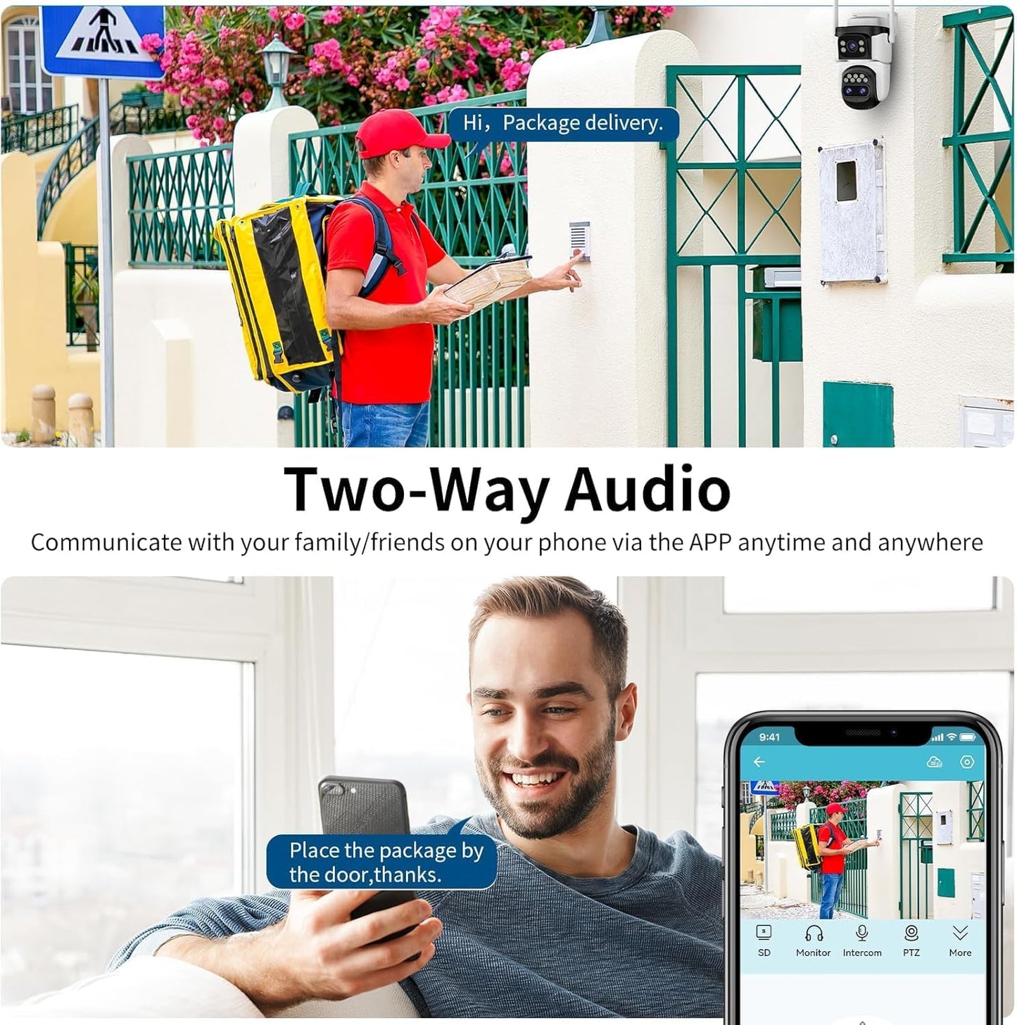 VSTARCAM Three-Lens Security Camera,2K Outdoor Camera,Human Detection,Home Security Cameras Outdoor,Night Vision,Siren & Spotlight Alarm,Two Way Audio,Local & Cloud Storage,10x Zoom