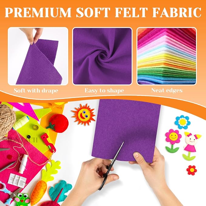 IONTACH 9" X 12" Soft Felt Sheets 1.6mm Thick | Felt Fabric