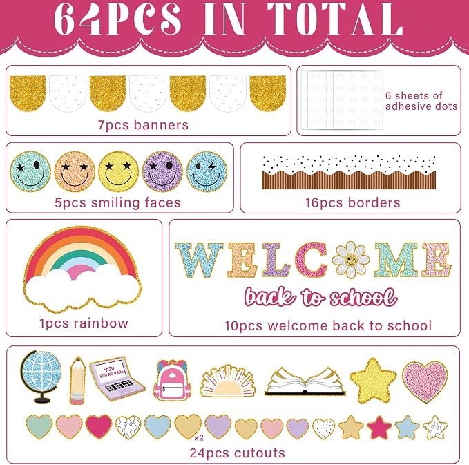 Welcome Back to School Bulletin Board Set Boho Groovy Classroom Decorations