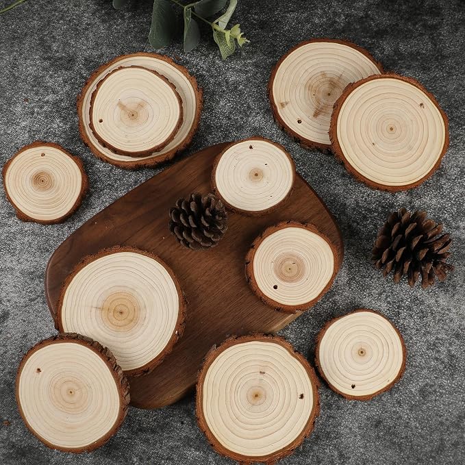 SENMUT Unfinished Wood Slices 30pcs 2.8"-3.0" Wood Circles