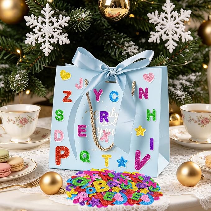 448PCS Glitter Foam Letter Stickers, Colorful Alphabet Stickers, Self-Adhesive