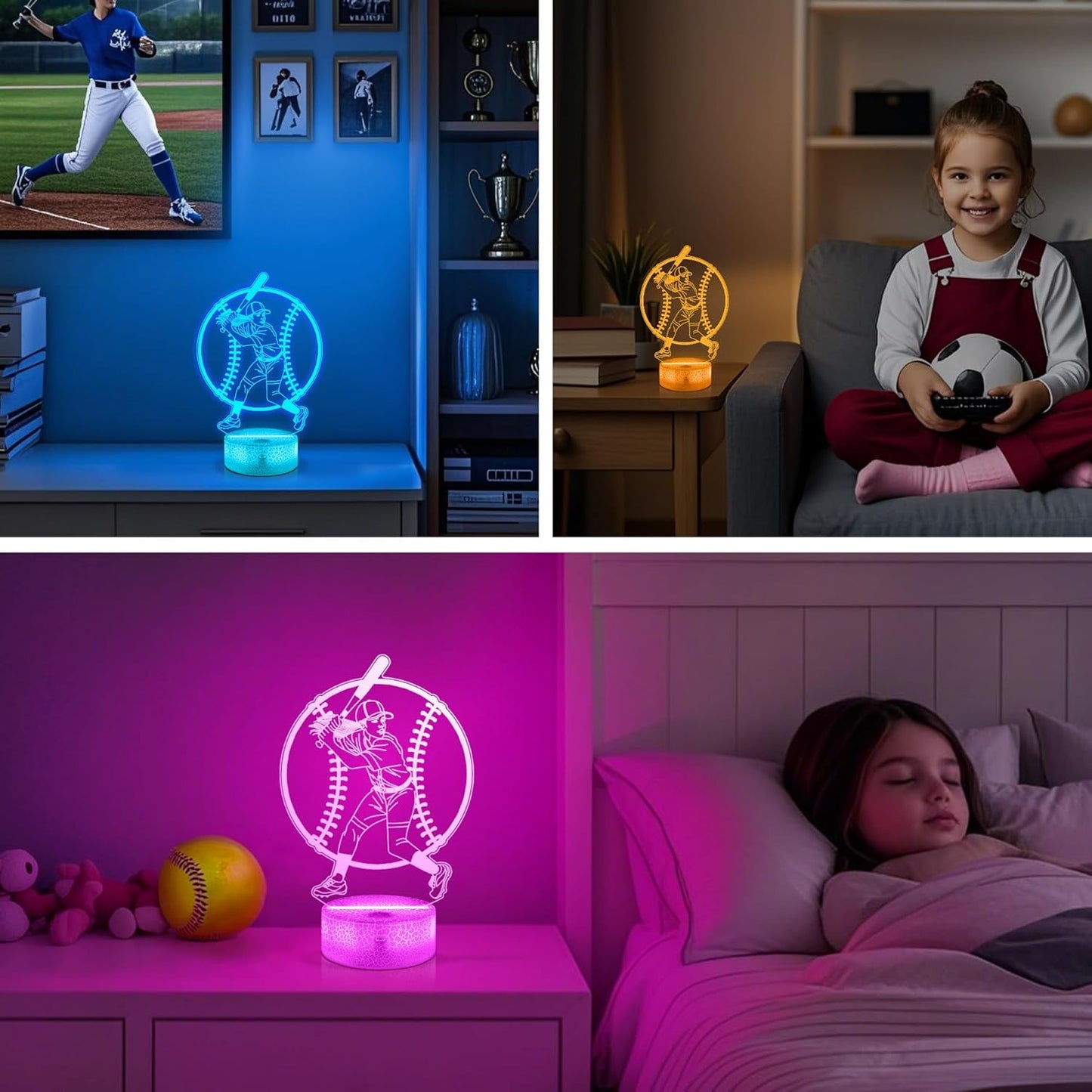 Softball Gifts for Girls, Light Up Softball Night Light 3D Illusion Lamp with 16 Colors Remote Control, Softball Accessories Stuff for Girls Women Best Friends Sister Birthday Xmas Gifts