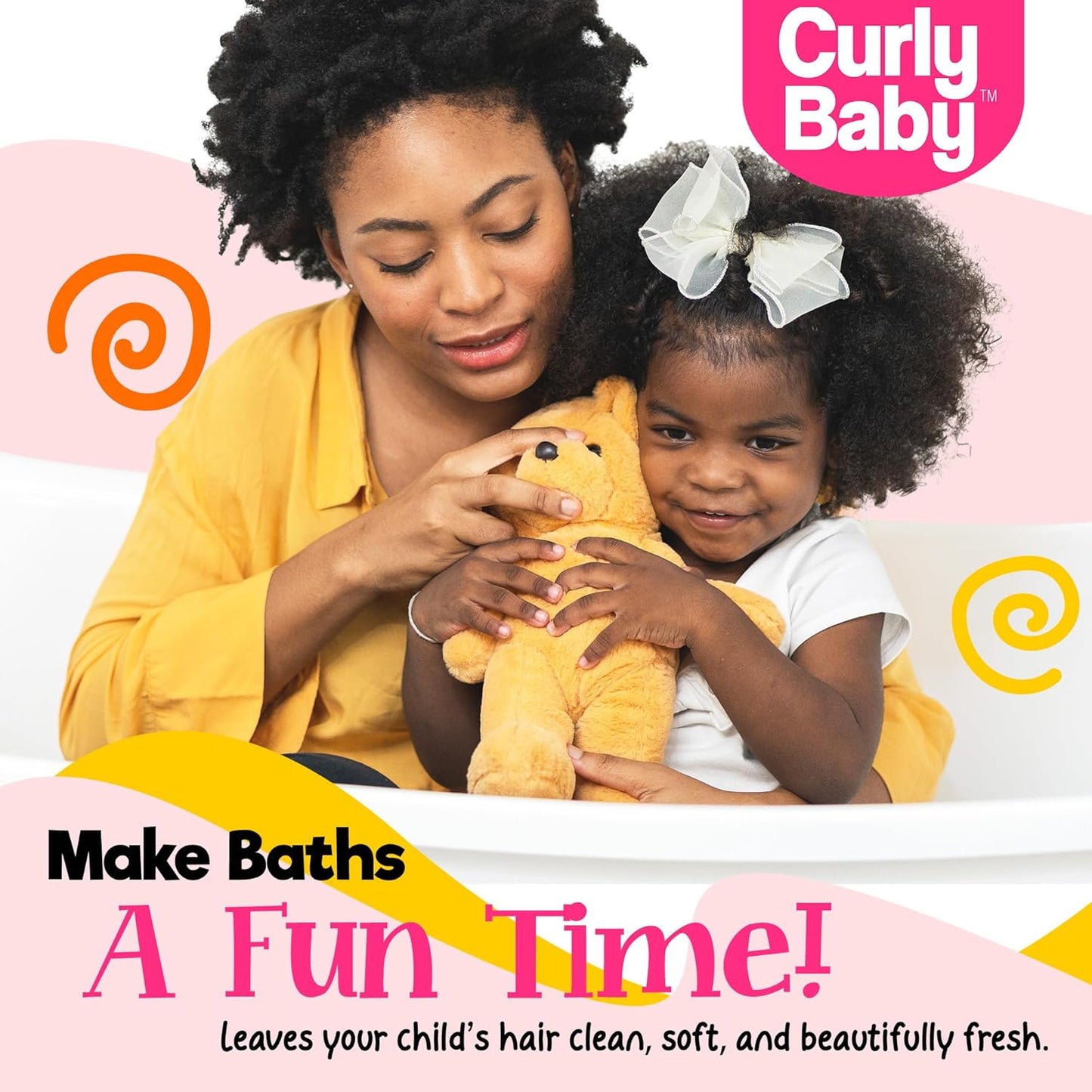 Curly Shampoo – Tear-Free, Dermatologist-Tested, Hypoallergenic, Fragrance-Free Baby Shampoo for Curly, Kinky, Coily Hair – Gentle Cleanse, Moisturizing, Promotes Healthy Hair Growth - 8oz