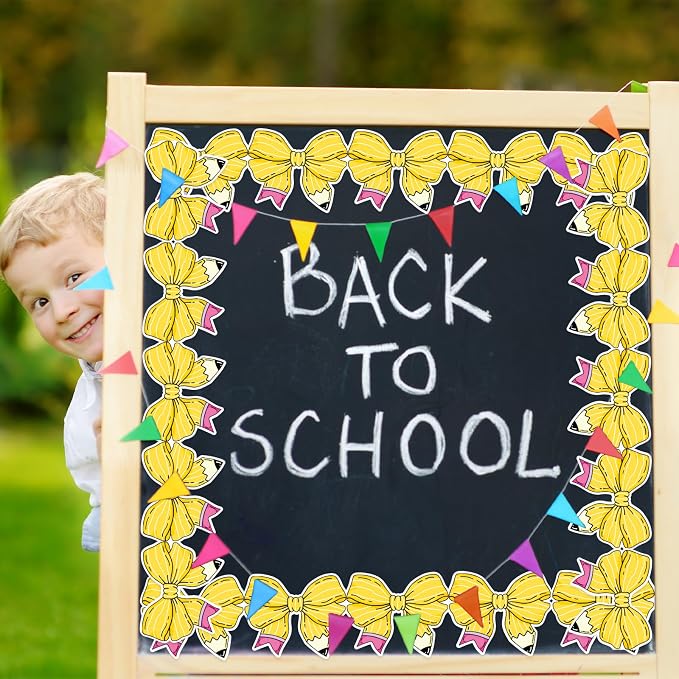 FYSUIMU 65.6 Ft Pencil Coquette Bow Bulletin Board Border Back to School Pencil