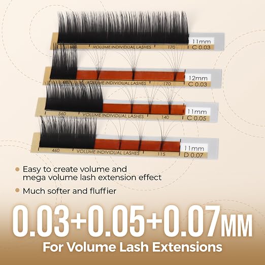 LASHVIEW Silk Mink Fake Eyelash Extensions 0.20 Thickness C Curl Mixed Tray