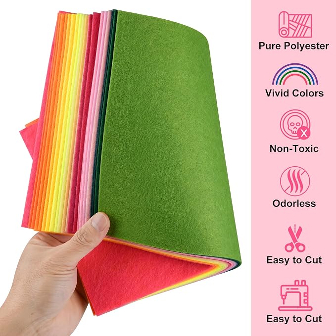 Morcheiong 50 Pcs Felt Fabric Soft Felt Fabric Sheet