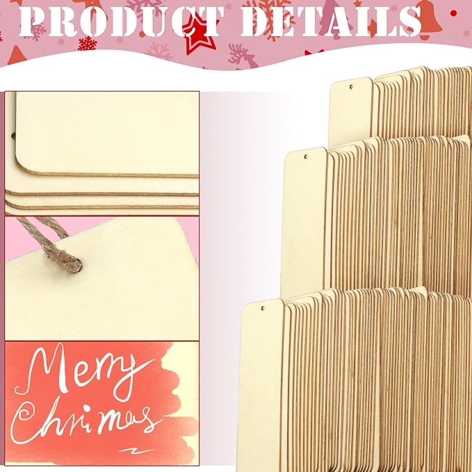 100 Sets 6 x 2 Inch Large Size Wooden Bookmarks
