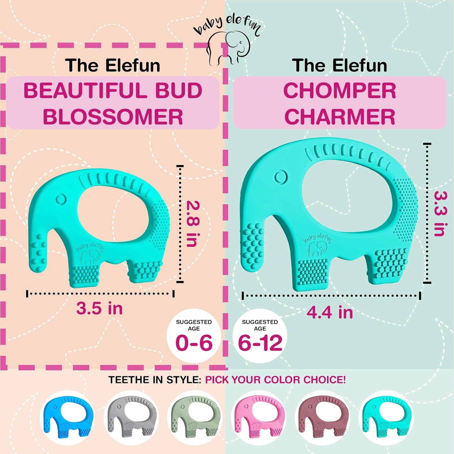 Baby Elefun Baby Teething Rings 5X Pain Relief Zero Delay 0-6 Months Turquoise
